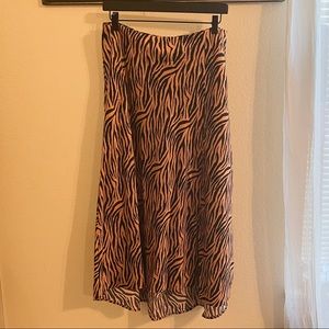 Zebra print silk skirt